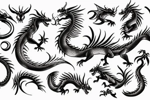 dragon with black draw tattoo idea