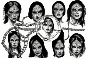 lady justice with sunshine and chains tattoo idea