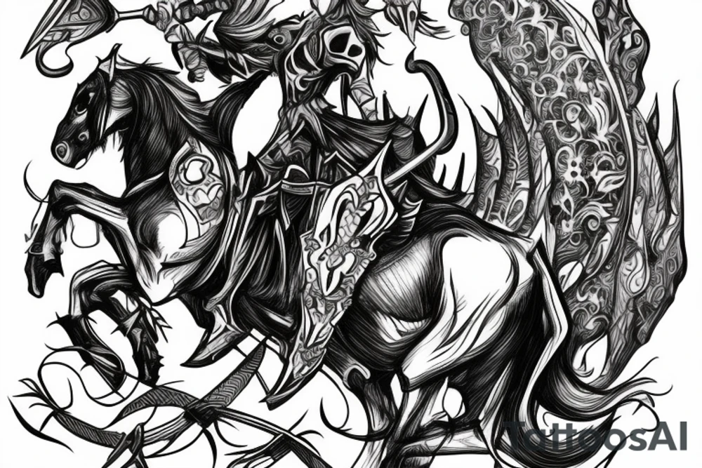 devil on horse with Sword, tattoo idea