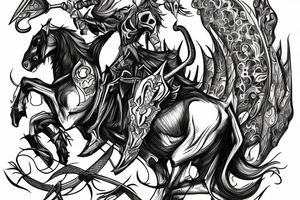 devil on horse with Sword, tattoo idea