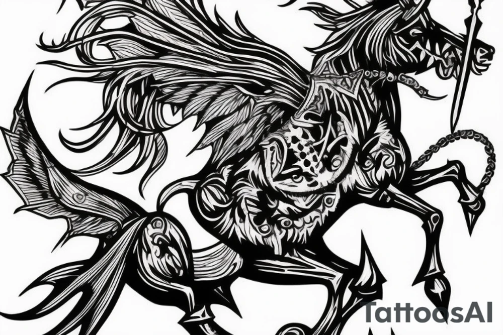 devil on horse with Sword, tattoo idea