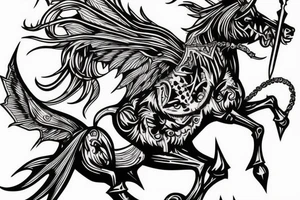 devil on horse with Sword, tattoo idea