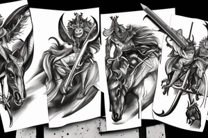 devil on horse with Sword, tattoo idea