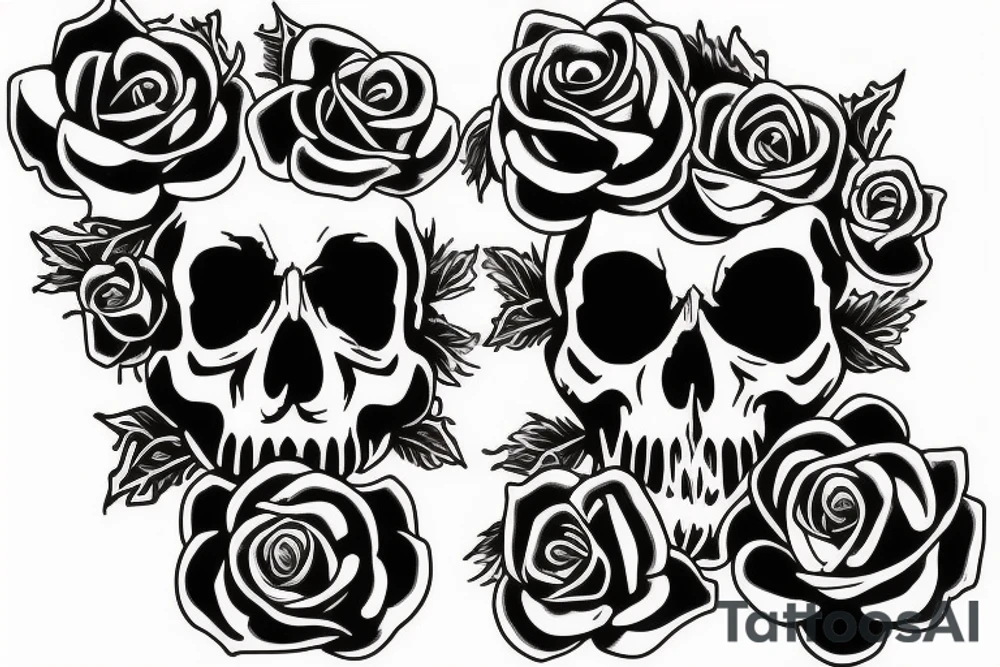 Skull turning into roses tattoo idea