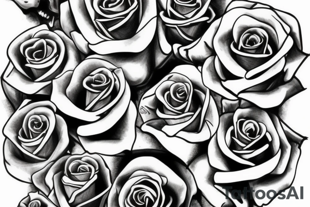 Skull turning into roses tattoo idea