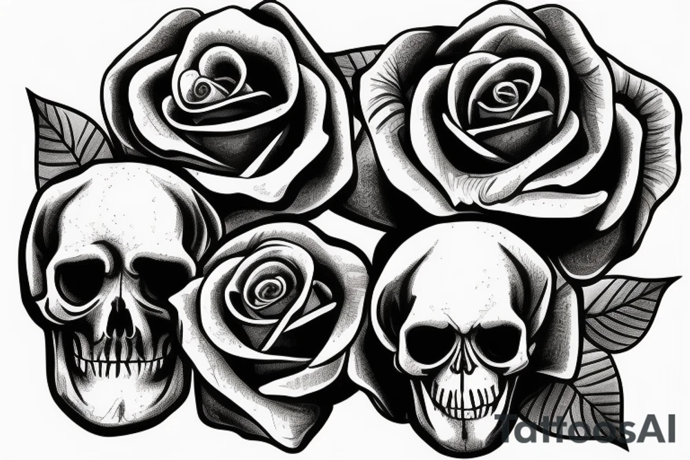 Skull turning into roses tattoo idea