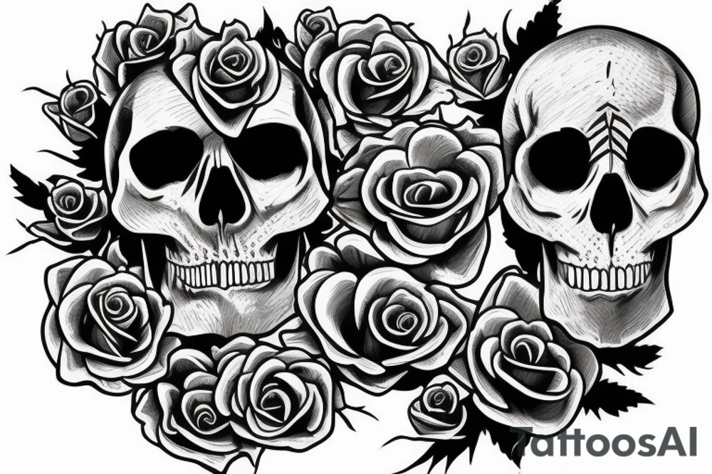 Skull transforming into roses tattoo idea
