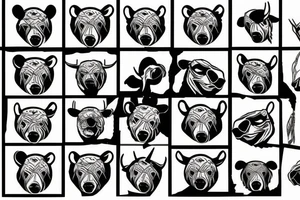 Bear and bull face tattoo idea