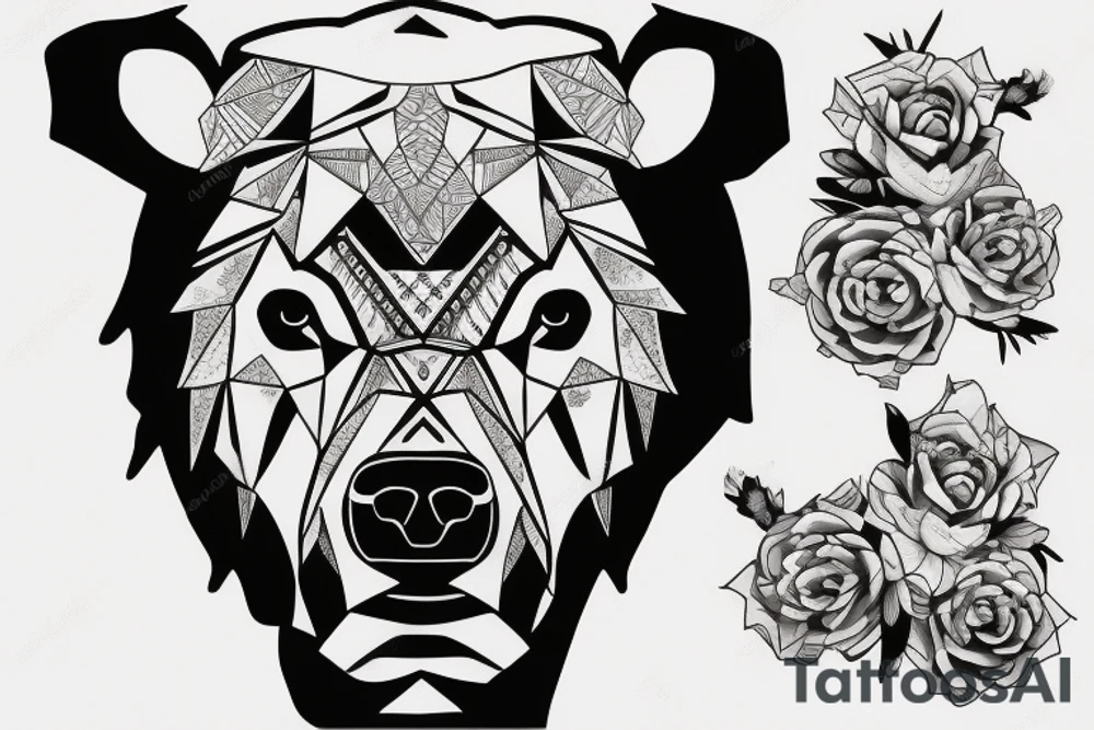 Bear and bull face tattoo idea
