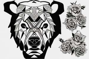 Bear and bull face tattoo idea