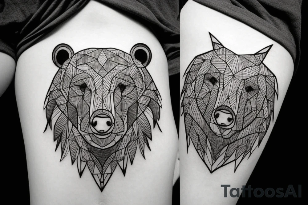 Bear and bull face tattoo idea