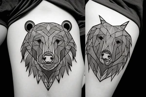 Bear and bull face tattoo idea
