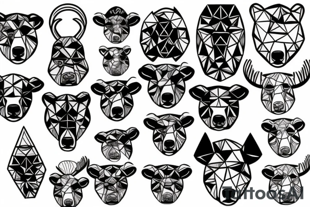 Bear and bull face tattoo idea