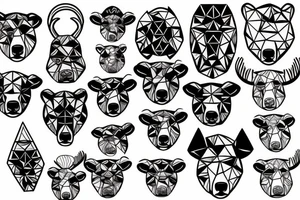 Bear and bull face tattoo idea