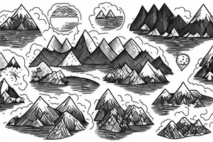 lake with forest in the background. Sunlight hitting the water. Behind the mountains is a map tattoo idea
