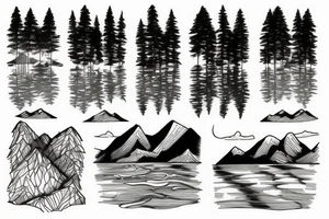 lake with forest in the background. Sunlight hitting the water. Behind the mountains is a map tattoo idea