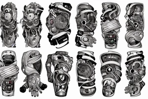 Robots hand with small details tattoo idea