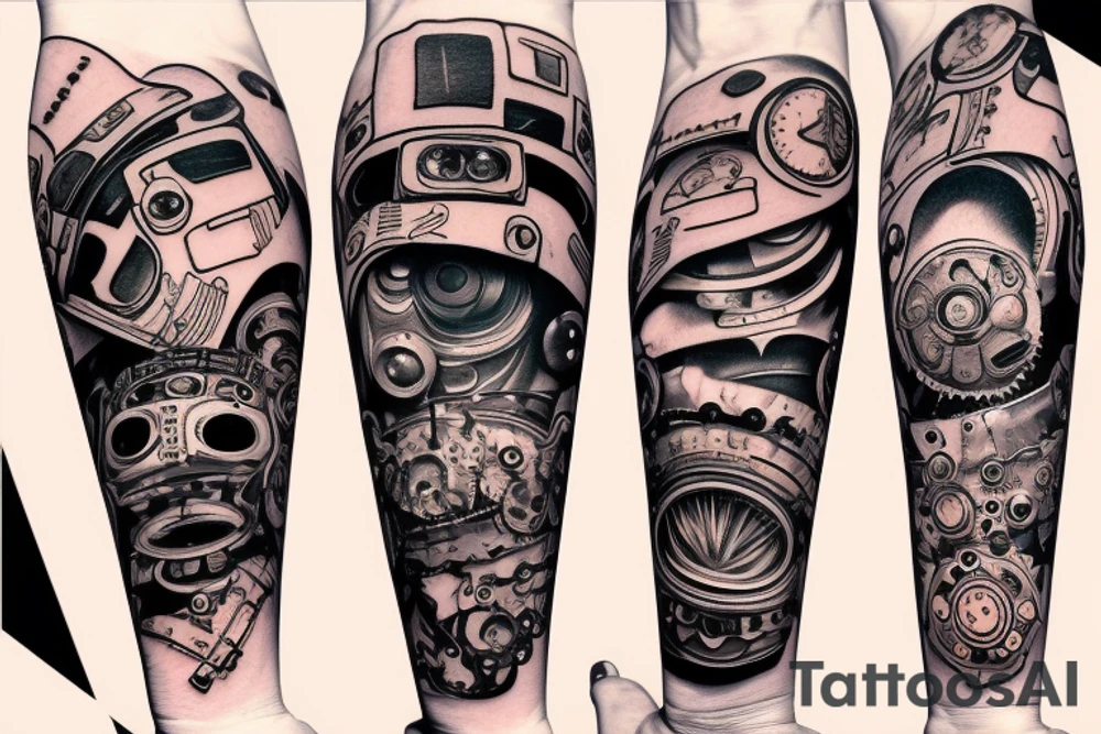 Robots hand with small details tattoo idea