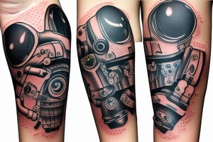 Robots hand with small details tattoo idea