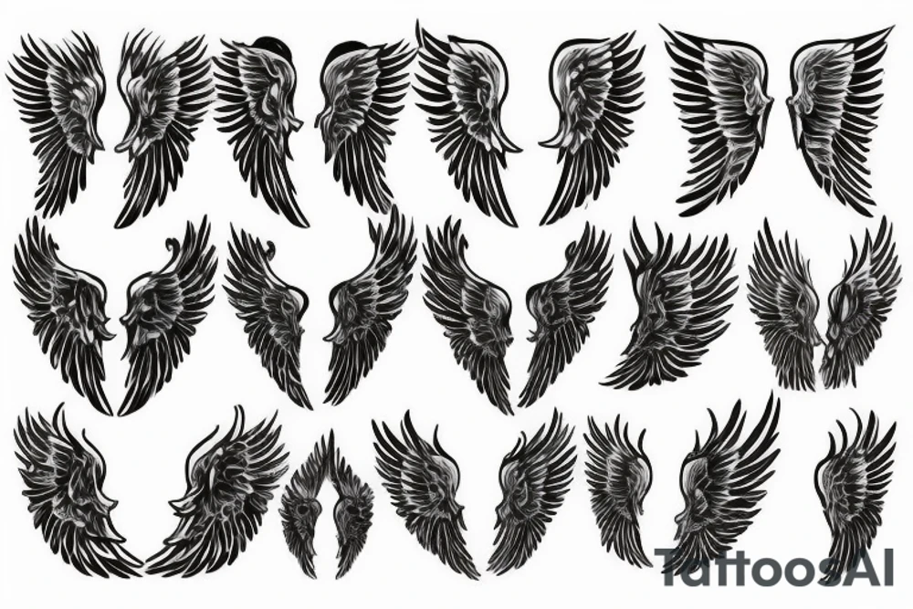 angel wing and skeleten wing tattoo idea