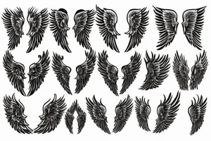 angel wing and skeleten wing tattoo idea