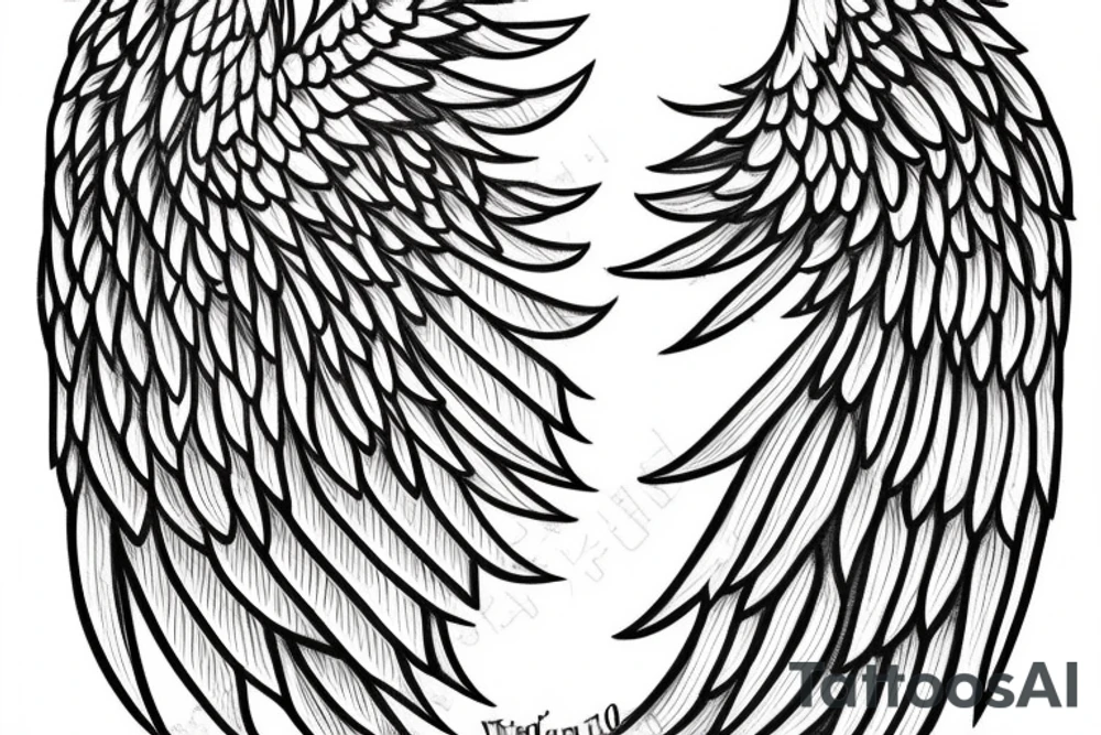 angel wing and skeleten wing tattoo idea