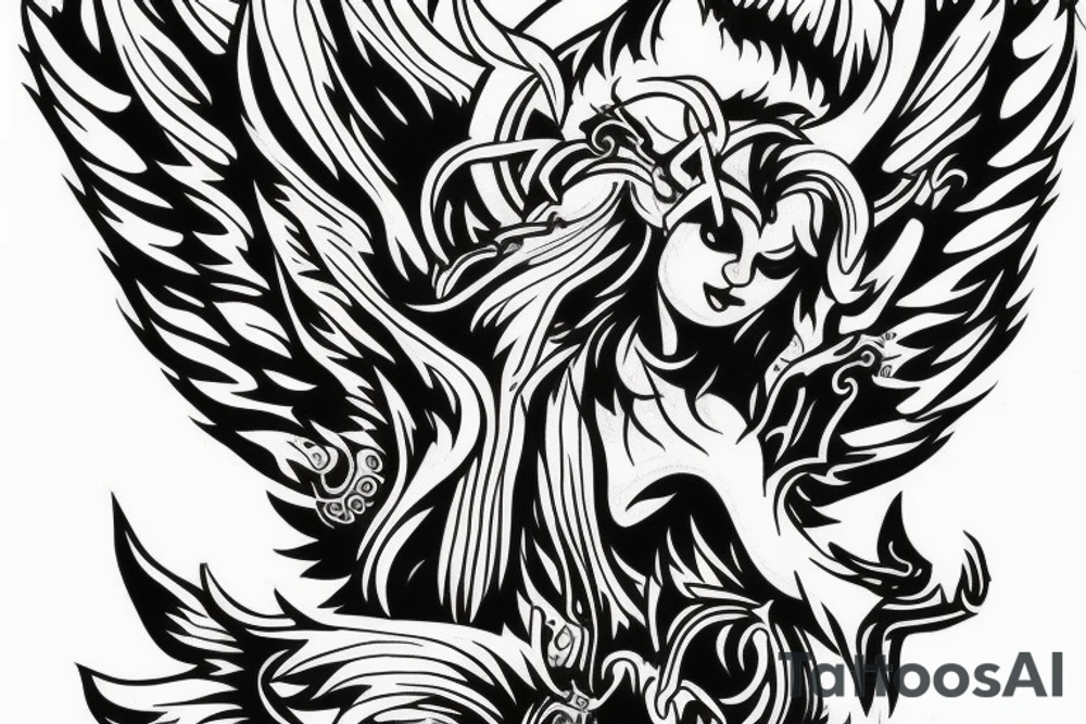 demon with angel wings tattoo idea