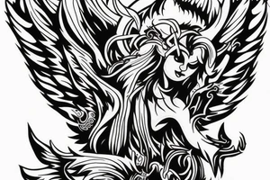 demon with angel wings tattoo idea