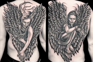 demon with angel wings tattoo idea