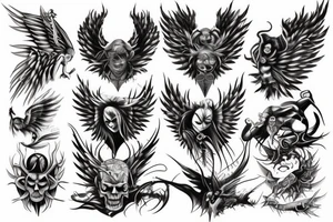 demon with angel wings tattoo idea