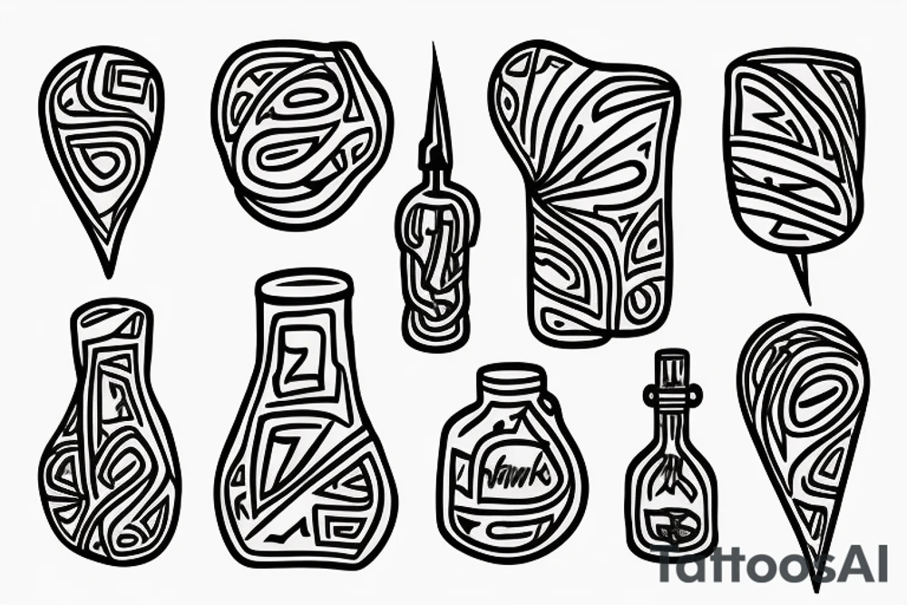 Abstract lightning in a bottle tattoo idea