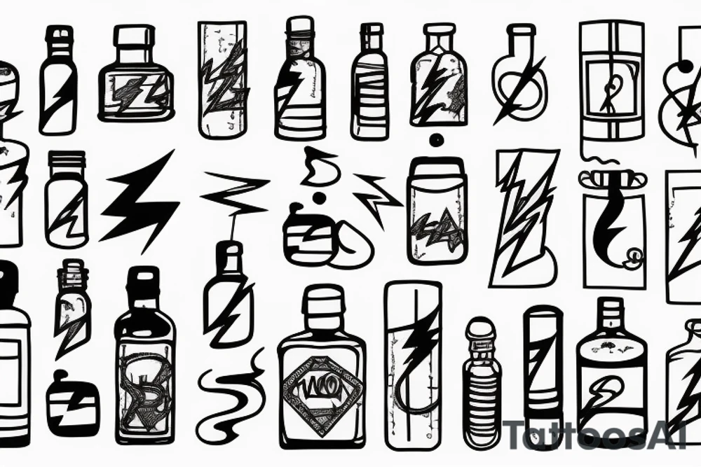 Abstract lightning in a bottle tattoo idea