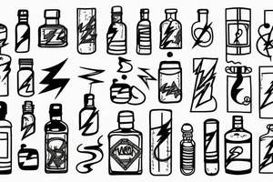 Abstract lightning in a bottle tattoo idea