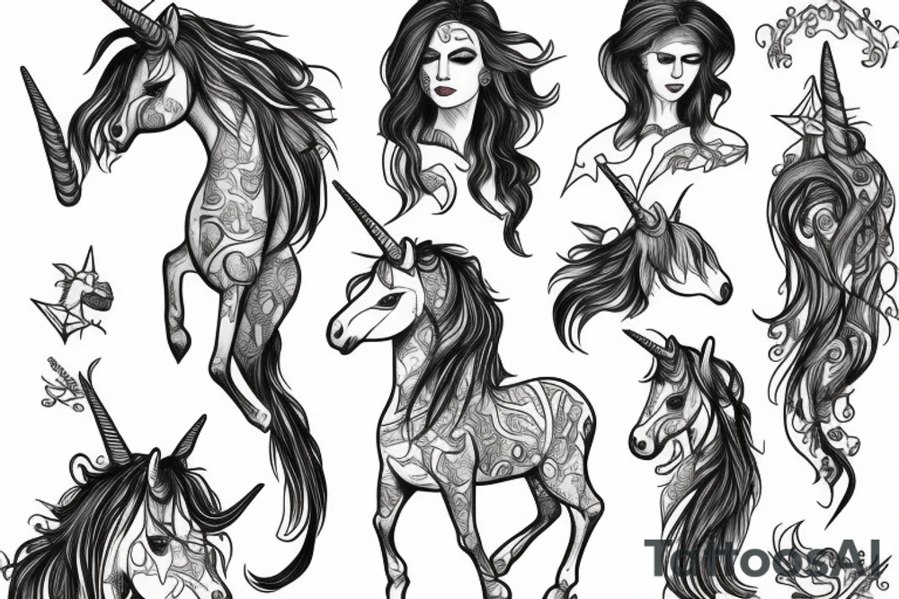 Standing unicorn tattoo idea
