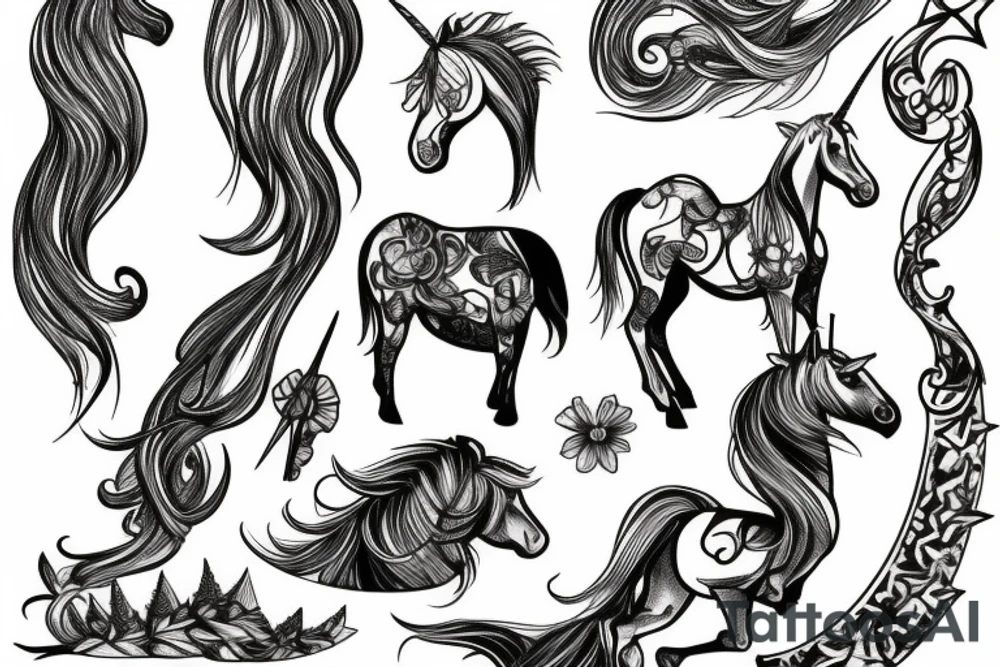 Standing unicorn tattoo idea