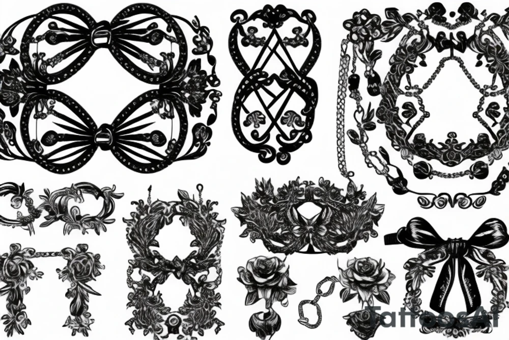 Baroque bows and chains tattoo idea