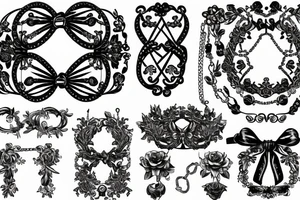 Baroque bows and chains tattoo idea