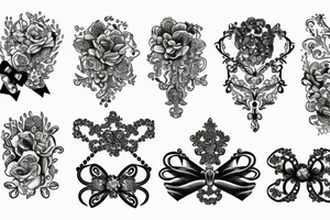 Baroque bows and chains tattoo idea