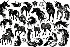 Unicorn standing upright tattoo idea