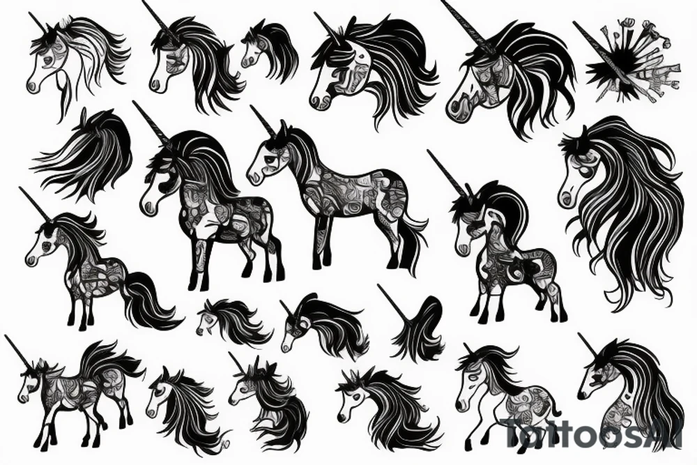 Unicorn standing upright tattoo idea