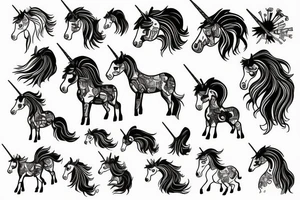 Unicorn standing upright tattoo idea