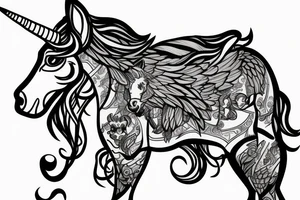 Unicorn standing upright tattoo idea
