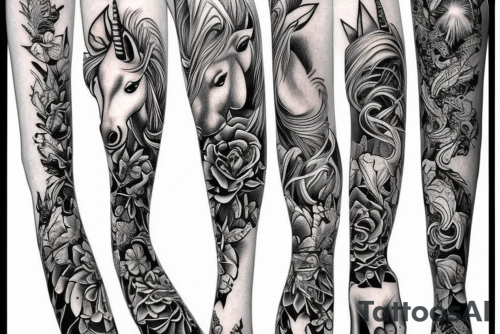 Unicorn standing upright tattoo idea