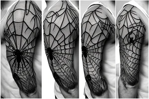 A spider web with a spider coming down from it tattoo idea