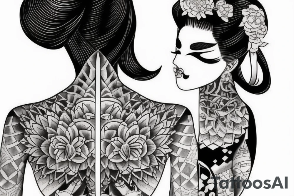 back neck tattoo
Geisha neckline'
fine lines and dots
symmetric
symbols tattoo idea