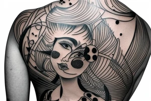 back neck tattoo
Geisha neckline'
fine lines and dots
symmetric
symbols tattoo idea