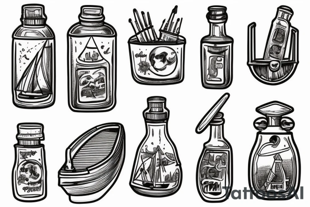 boat in a bottle tattoo idea
