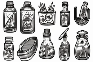 boat in a bottle tattoo idea