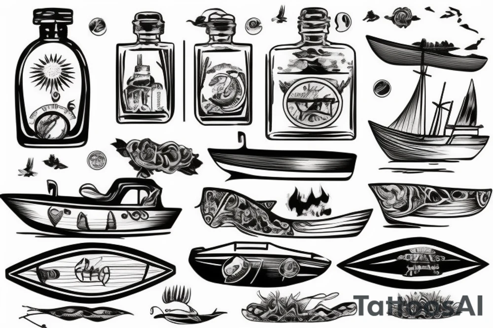 boat in a bottle tattoo idea