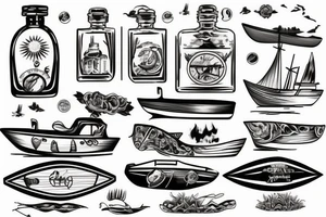 boat in a bottle tattoo idea